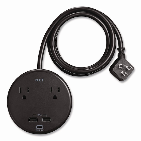 Protector de sobretensión Nxt Technologies, 2 tomas de corriente AC/3 tomas USB, cable de 5 pies, 500 J, negro - NX61428