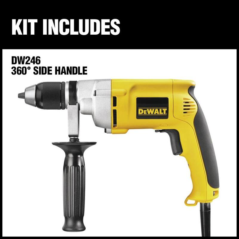 DEWALT Taladro de Reversa de 1/2 pulgadas y Velocidad Variable de 0-600 RPM de 7.8 Amperes con Mandril sin Llave - DW246