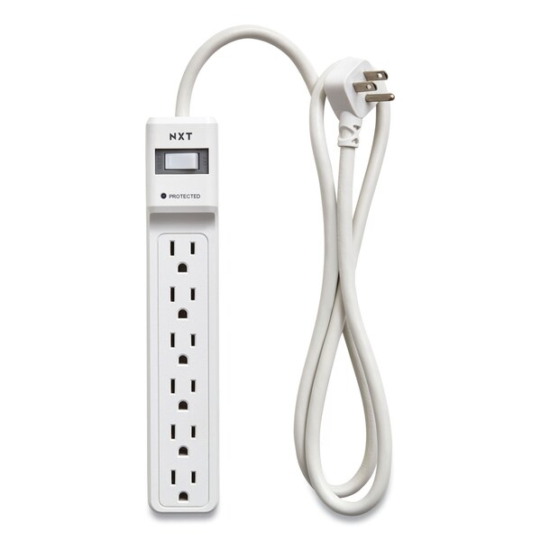 Protector de sobretensiones Nxt Technologies, 6 tomas de corriente AC, cable de 4 pies, 600 J, blanco - NX54312