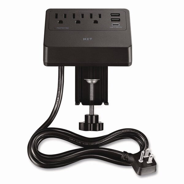 Protector de sobretensión NXT Technologies, 3 salidas AC/3 salidas USB, cable de 5 pies, 900 J, negro - NX61430