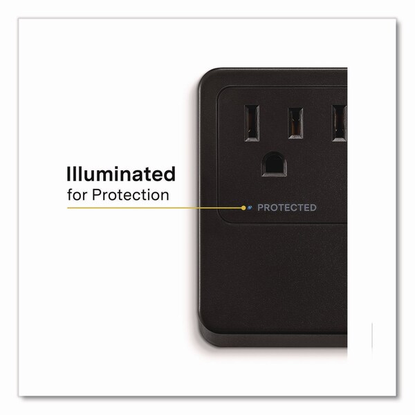 Protector de sobretensión NXT Technologies, 3 salidas AC/3 salidas USB, cable de 5 pies, 900 J, negro - NX61430