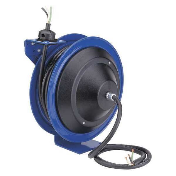 Carrete de cable Coxreels, Retráctil por resorte, Calibre 10 AWG, Color del carrete azul, Longitud de 50 pies, 1 salidas - PC17-3510-X