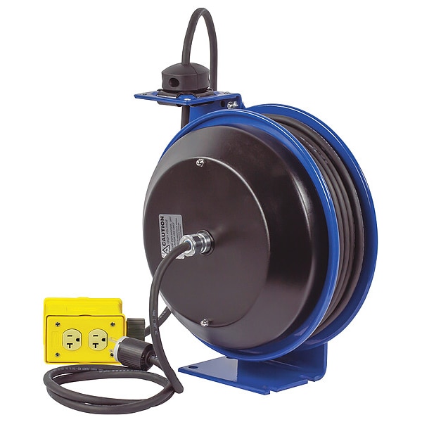 Carrete de Cable Coxreels, Retráctil por Resorte, 12 AWG, Color Azul, Longitud de 35 pies, 4 Tomas - PC13-3512-B