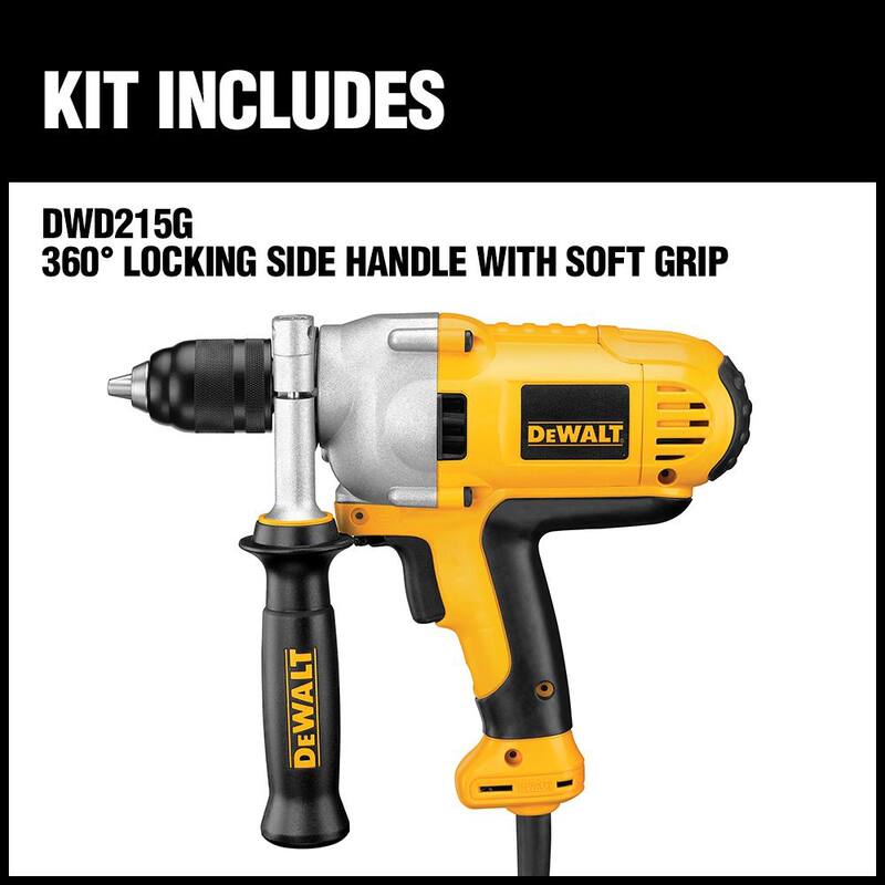 DEWALT Taladro con mango medio de velocidad variable y reversa de 1/2 pulg. (13 mm) con portabrocas sin llave - DWD215G