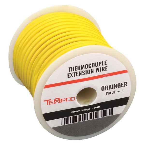 Cable de extensión para termopar Tempco, tipo KX, calibre 24AWG, trenzado, 100 pies - TCWR-1022