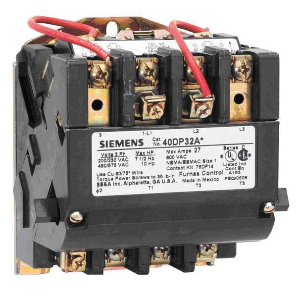 Contactor magnético no reversible Siemens de 120VCA 3P 60A NEMA 2-1/2 - 40GP32AF