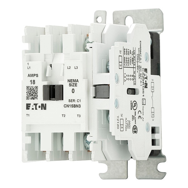 Contactor magnético no reversible de Eaton 480VAC 3P 18A NEMA 0 - CN15BN3CB
