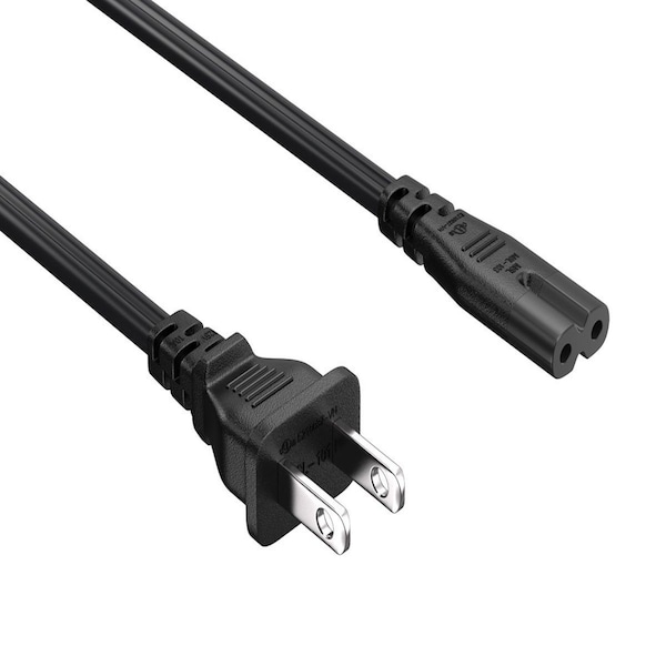Paquete de 2 cables de alimentación para portátil de 6 pies 18 AWG Sanoxy, IEC320 C7 no polarizado a NEMA 1-15P