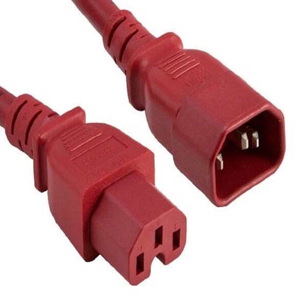 Cable de corriente Sanoxy de 3 pies 14 AWG 15A 250V IEC320 C14 a IEC320 C15, Rojo