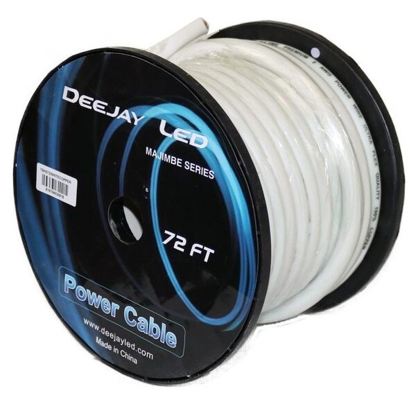 Cable de Alimentación de Cobre 100% de Calibre 2 de 72 pies para Amplificadores de Audio Vehicular en Blanco