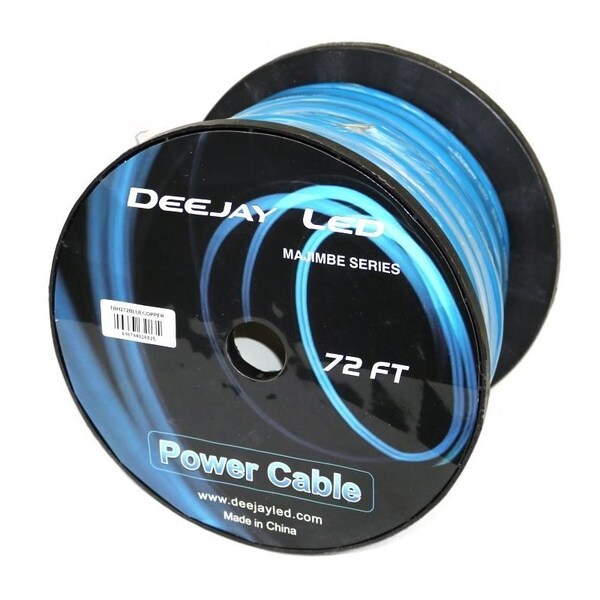 Cable de alimentación de cobre Deejay Led 2 GAUGE de 72 FT para amplificadores de audio vehicular AZUL - TBH272BLUECOPPER