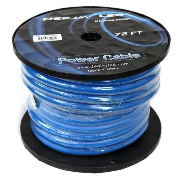 Cable de alimentación de cobre Deejay Led 2 GAUGE de 72 FT para amplificadores de audio vehicular AZUL - TBH272BLUECOPPER