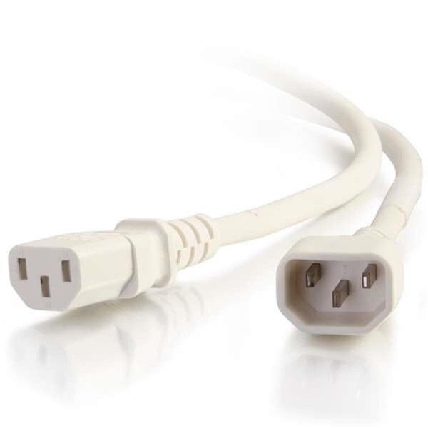 Cable de alimentación de 2 pies, calibre 18AWG - IEC320C14 a IEC320C13 - Blanco
