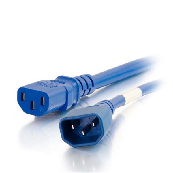 Cable de corriente de 2 pies, 14AWG - IEC320C14 a IEC320C13 - Azul