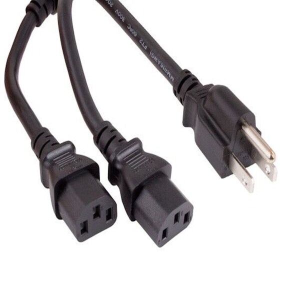 Cable divisor de energía universal Sanoxy 6ft 18 AWG NEMA 5-15P a IEC320 C13 x 2, Negro