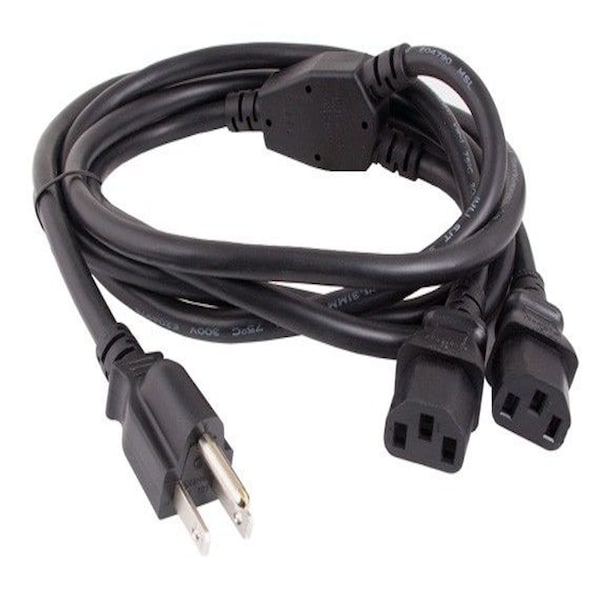 Cable divisor de energía universal Sanoxy 6ft 18 AWG NEMA 5-15P a IEC320 C13 x 2, Negro