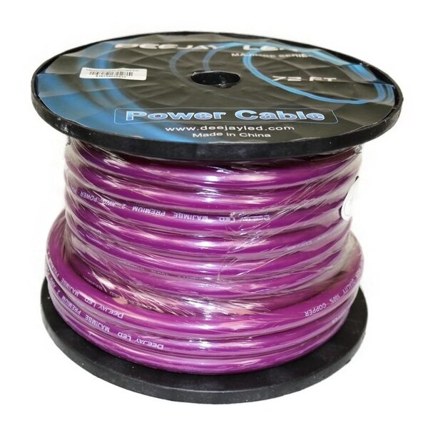 Cable de Alimentación de Cobre Puro 2 GAUGE de 72 FT para Amplificadores de Audio Vehicular en PURPLE - TBH272PURPLECOPP