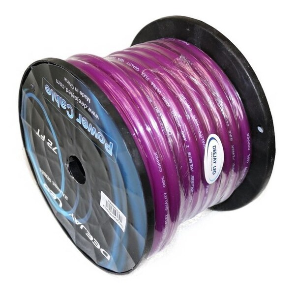 Cable de Alimentación de Cobre Puro 2 GAUGE de 72 FT para Amplificadores de Audio Vehicular en PURPLE - TBH272PURPLECOPP