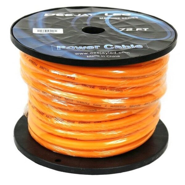 Cable de Alimentación de Cobre 100% Deejay Led Calibre 2, 72 pies, para Amplificadores de Audio para Vehículos - NARANJA