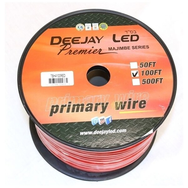 Cable de Alimentación para Amplificador de Coche Deejay Led de 100 Pies 4 AWG CCAW ROJO - TBH4100RED