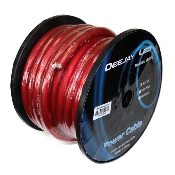 Cable de Cobre de Aluminio Rojo de Calibre 0 de 50 pies Deejay Led - TBH050REDALUMCOP