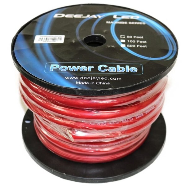 Cable de Cobre de Aluminio Rojo de Calibre 0 de 50 pies Deejay Led - TBH050REDALUMCOP