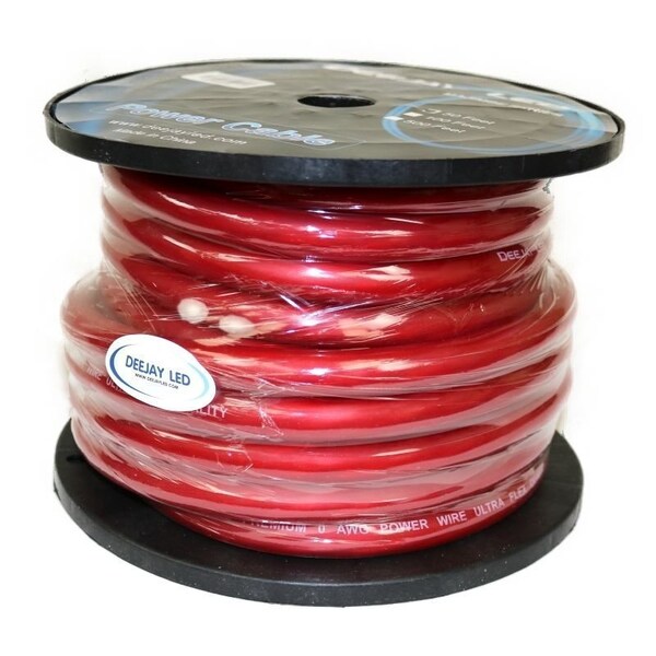 Cable de Cobre de Aluminio Rojo de Calibre 0 de 50 pies Deejay Led - TBH050REDALUMCOP
