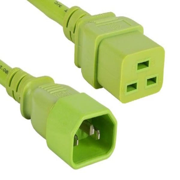 Cable de corriente 14 AWG 15A 250V de 4 pies de Sanoxy de IEC320 C14 a IEC320 C19, color verde
