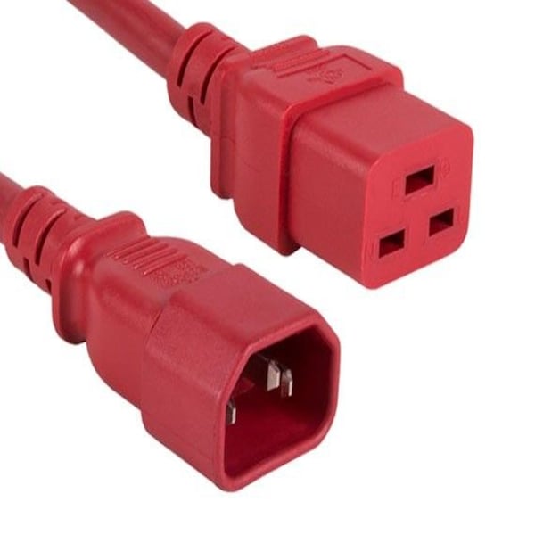 Cable de corriente de 10 pies 14 AWG 15A 250V IEC320 C14 a IEC320 C19, Rojo - SNX-CBL-LDR-PW134-7210
