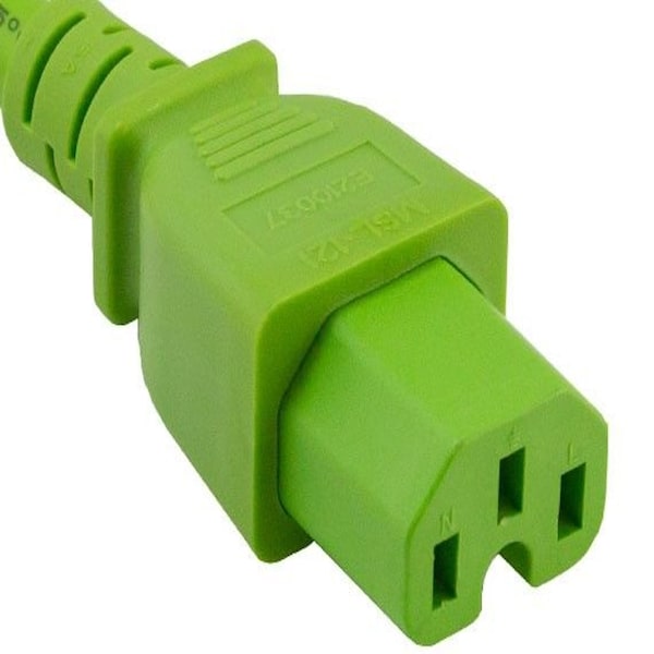 Cable de alimentación Sanoxy de 2 pies 14 AWG 15A 250V IEC320 C14 a IEC320 C15, verde