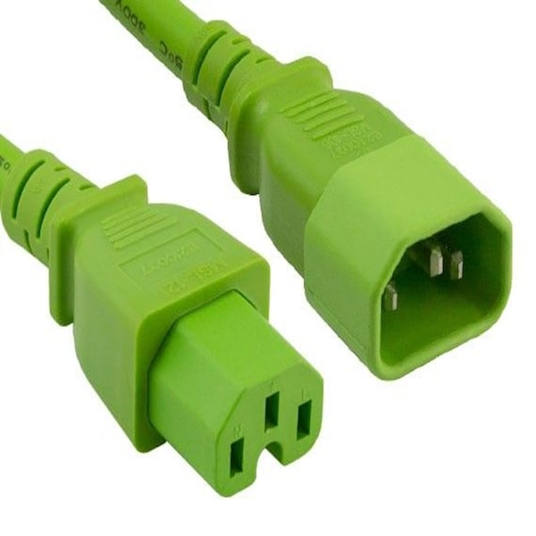 Cable de alimentación Sanoxy de 2 pies 14 AWG 15A 250V IEC320 C14 a IEC320 C15, verde