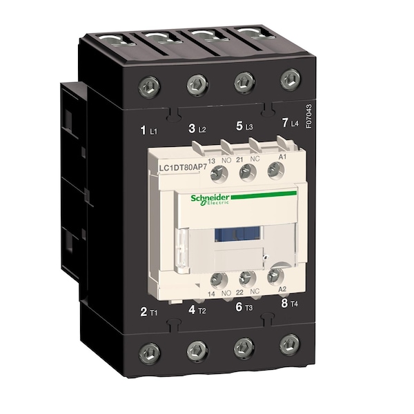 Contactor magnético IEC, 4 polos, 120 V CA, 80 A - LC1DT80AG7 de Schneider Electric
