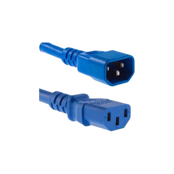 Cable de alimentación ultra flexible de 3 pies azul Unirise Usa C13-C14 para PDU / servidor, SVT, 10 amperios
