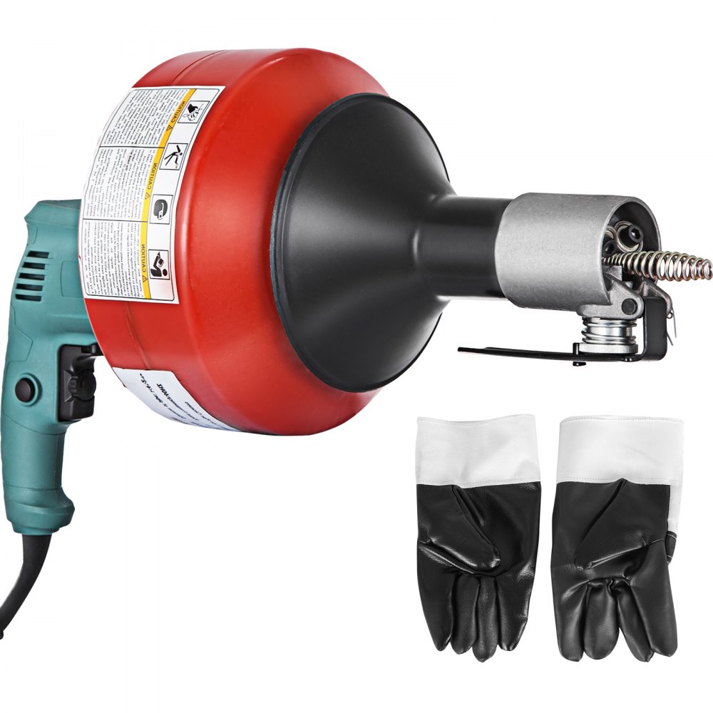 VEVOR Electric Drain Auger Cleaner, 26 ft x 1/3 in Cable Sewer Snake Machine with Gloves, Portable Plumbing Tool for Unclogging 0.8 to 2.6 inch Pipes at Sinks/Tubs/Toilets/Kitchen, 700W Red - GDSTJSCQZD0000001V1