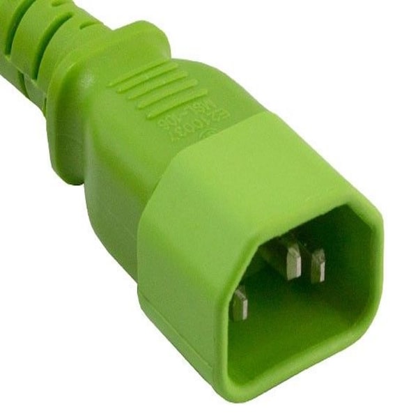 Cable de corriente de 10ft 14 AWG 15A 250V IEC320 C14 a IEC320 C15, Verde