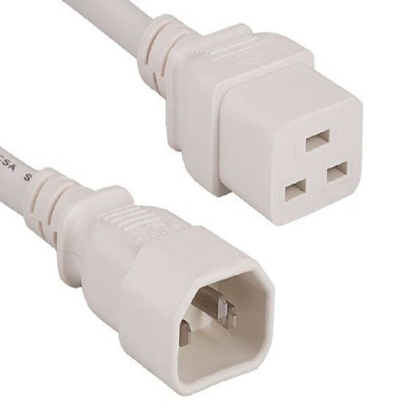 Cable de corriente Sanoxy de 2 pies 14 AWG 15A 250V IEC320 C14 a IEC320 C19, Blanco
