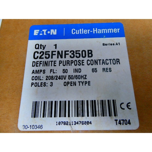 Contactador de propósito definido Eaton Cutler-Hammer 208/240V-Ac 50A Amp Otro Contactador - C25FNF350B