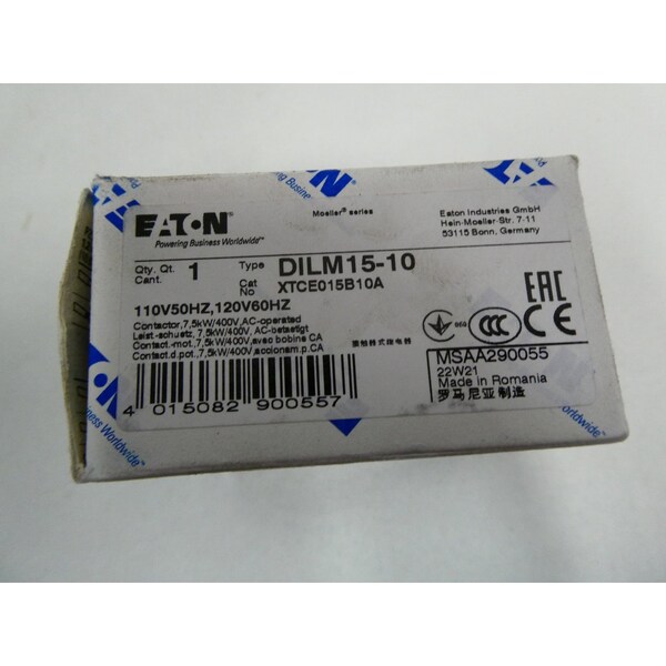 Eaton 120V-AC 20A AMP 10HP AC CONTACTOR - DILM15-10 XTCE015B10A