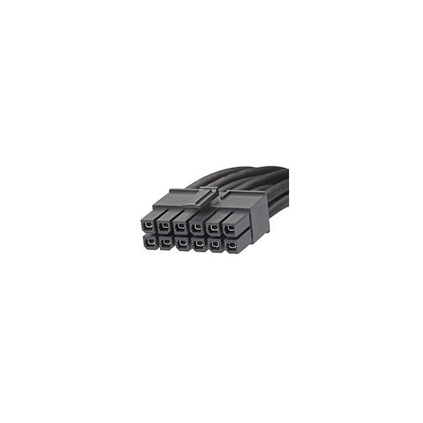 Cable de alimentación DC Molex Mega-Fit ensamblado de 12 contactos con conector en ángulo de 150 mm negro - 451361201