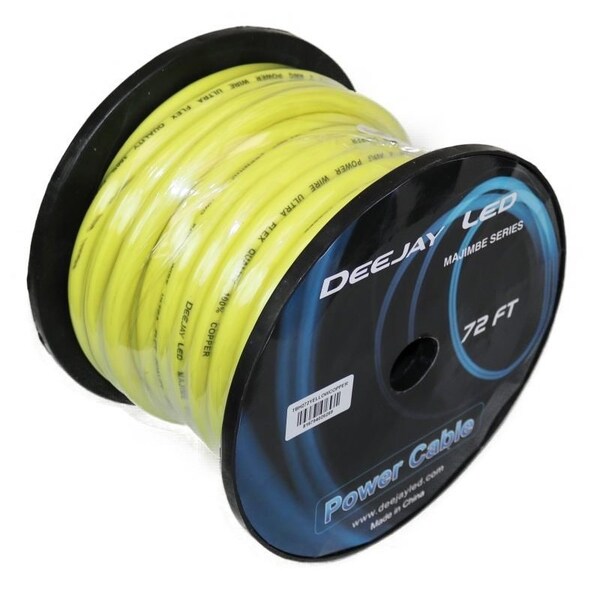 Cable de Alimentación de Cobre 2 GAUGE 72 FT para Amplificadores de Audio Vehicular - AMARILLO