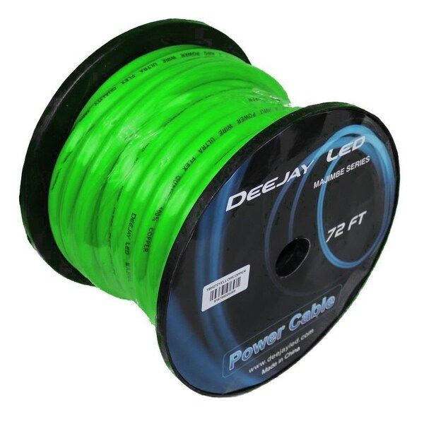 Cable de corriente Deejay Led calibre 2 de 72 pies de cobre puro 100% para amplificadores de audio vehiculares VERDE - TBH272GREENCOPPE