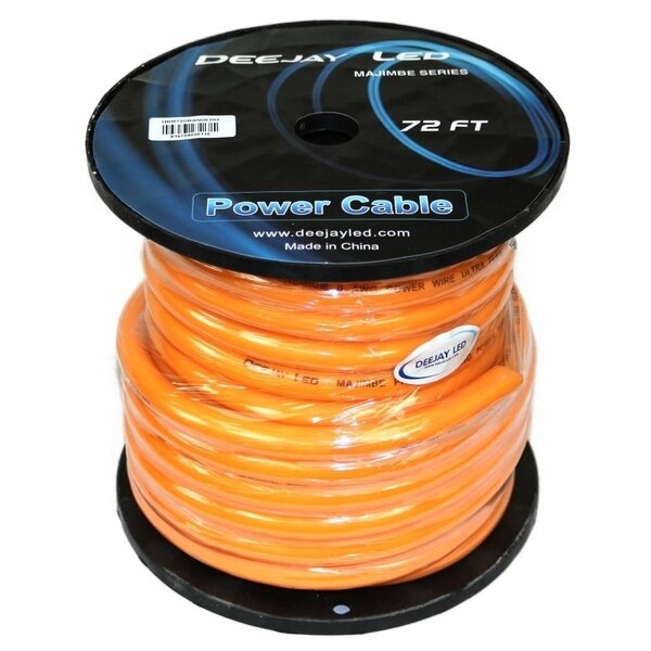 Cable de Alimentación Deejay Led calibre 0 de 72 FT 70% Aluminio/30% Cobre para Amplificadores de Audio de Vehículos - NARANJA
