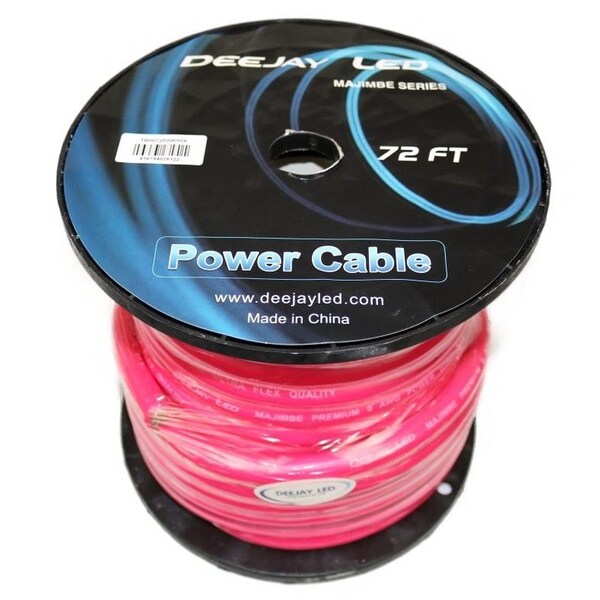 Cable de Alimentación Deejay Led 0 GAUGE 72 FT 70% Aluminio/30% Cobre para Amplificadores de Audio Vehicular ROSA - TBH072PINKMIX