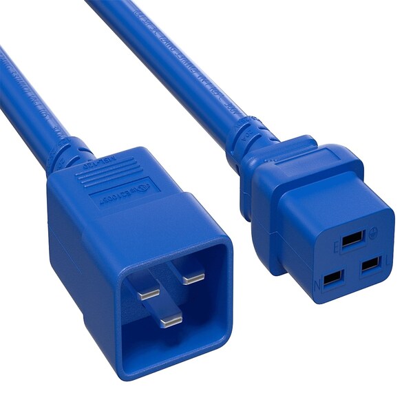 Cable de corriente resistente de 2 pies, calibre 12 AWG, 20A 250V de Sanoxy de IEC320 C20 a IEC320 C19 - Azul