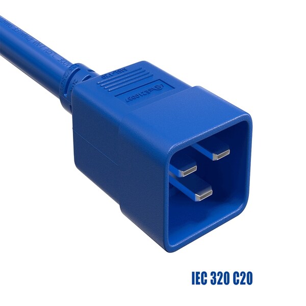 Cable de corriente resistente de 2 pies, calibre 12 AWG, 20A 250V de Sanoxy de IEC320 C20 a IEC320 C19 - Azul