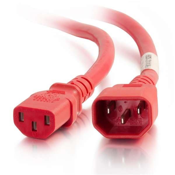 Cb Distributing 10 ft. 14AWG Power Cord - IEC320C14 to IEC320C13 -Red - ST260287