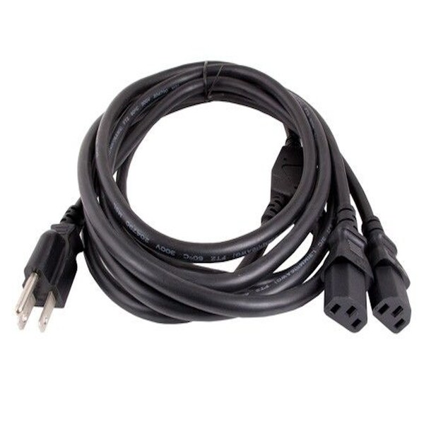 Cable Divisor de Corriente Universal Sanoxy 10ft 16 AWG NEMA 5-15P a IEC320 C13 x 2, Negro