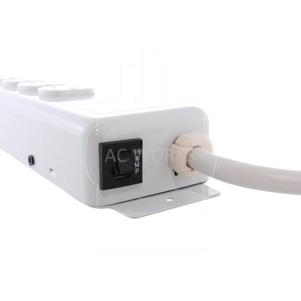 Regleta de corriente de grado médico/hospitalario de 15 ft 15A 14/3 con 6 salidas - MD204-15