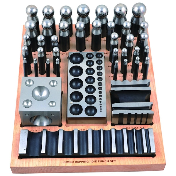 H & H Industrial Products 40 Piece Dapping Die Block & Punch Set - 8606-3409