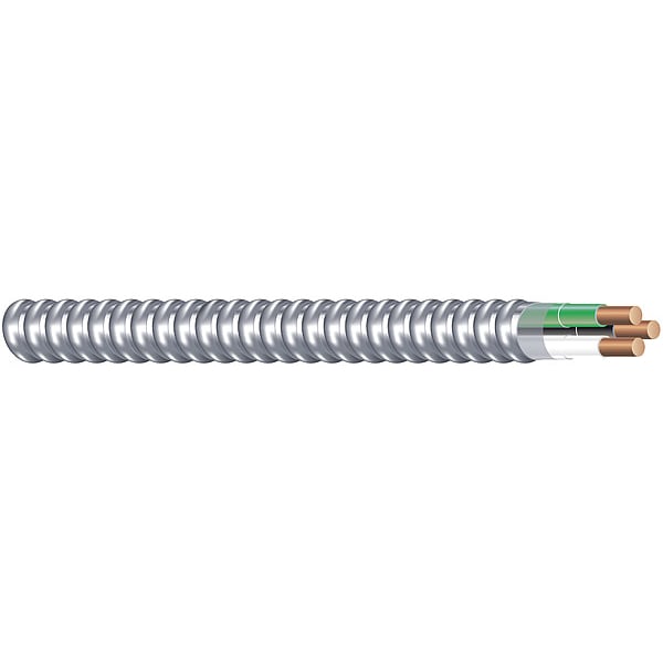 Cable blindado de metal Southwire, calibre 12 AWG, 250 ft, 2 conductores, diseño sólido, chaqueta de aluminio, color plata - 68580001
